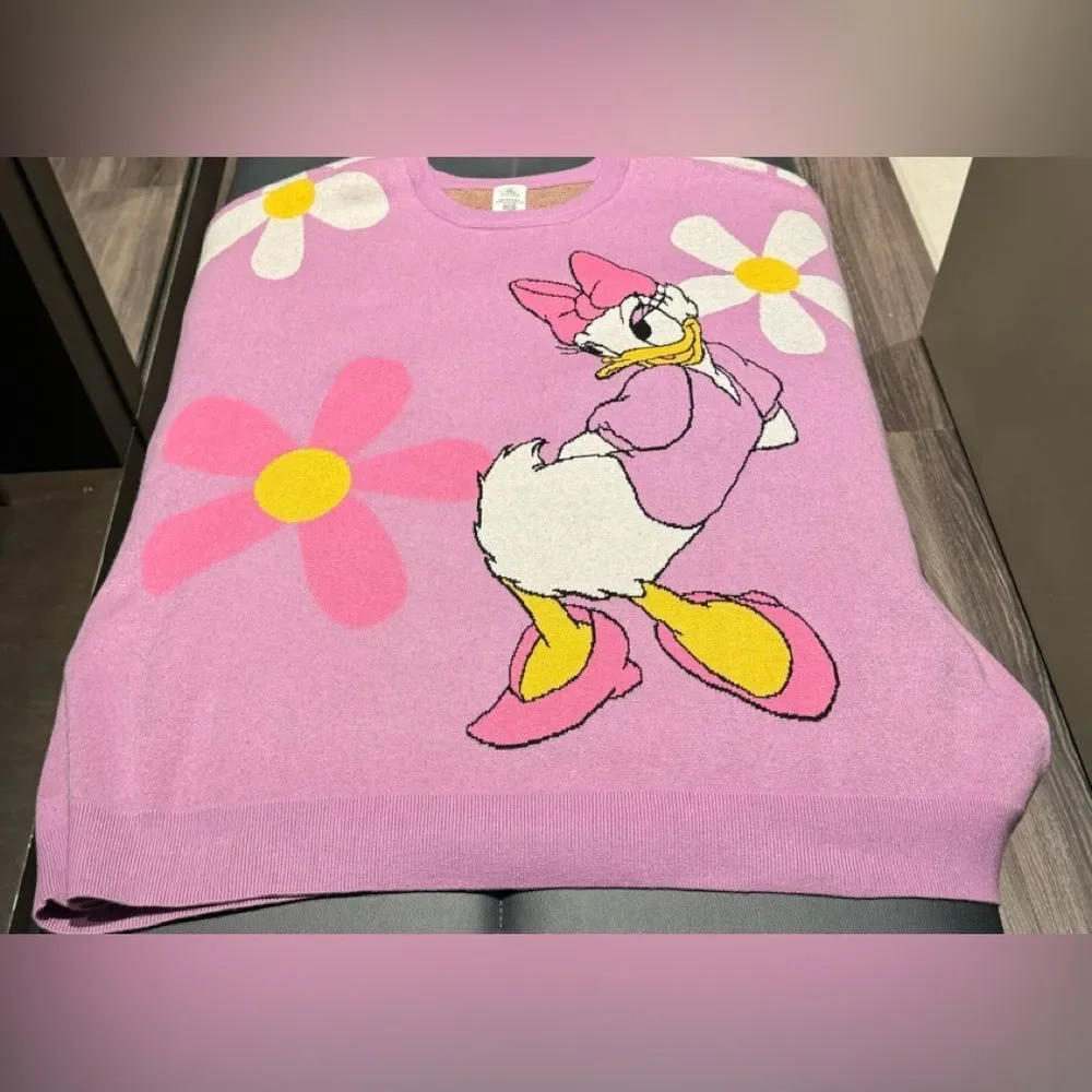 NWT Disney Parks Daisy Duck Flower Knit Pullover Sweatshirt Sweater Plus Size 3X - Picture 2 of 16